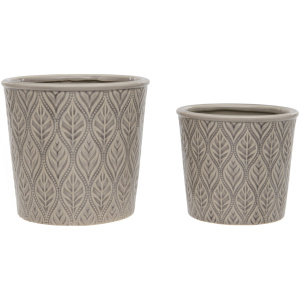 Grey Leaf Pot Set of 2